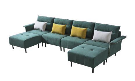 HQ-281 Sofa Couch, Mid-Century Suede Seat for Living Room (Color: Green)