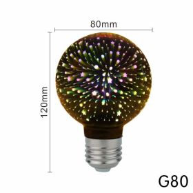 3D Led Bulb Star Fireworks E27 Vintage Edison Night Light 110V 220V A60 ST64 G80 G95 G125 Holiday Novelty Decoration Lighting (Wattage: 110V, Emitting Color: G80)