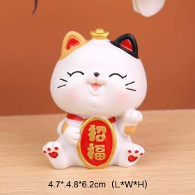 Chinese Lucky Wealth Waving Cat Gold Waving Hand Cat Home Decor Welcome Waving Cat Sculpture Statue Decor Car Ornament (Color: Style D, size: S)