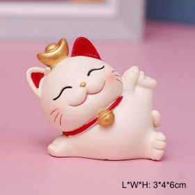 Chinese Lucky Wealth Waving Cat Gold Waving Hand Cat Home Decor Welcome Waving Cat Sculpture Statue Decor Car Ornament (Color: 3, size: S)