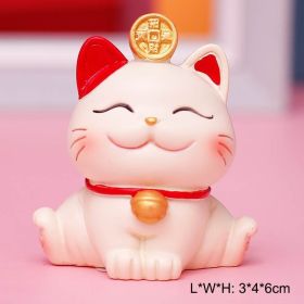 Chinese Lucky Wealth Waving Cat Gold Waving Hand Cat Home Decor Welcome Waving Cat Sculpture Statue Decor Car Ornament (Color: 4, size: S)