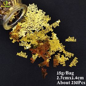 Acrylic Heart Confetti Scatter Crystal Beads Wedding Party Decor Squins Engaement Anniversary Valentine Party Supplies (Color: GD JUST M)