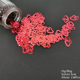 Acrylic Heart Confetti Scatter Crystal Beads Wedding Party Decor Squins Engaement Anniversary Valentine Party Supplies (Color: RD HEART C)