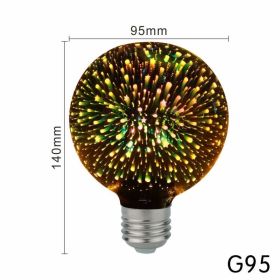 3D Led Bulb Star Fireworks E27 Vintage Edison Night Light 110V 220V A60 ST64 G80 G95 G125 Holiday Novelty Decoration Lighting (Wattage: 110V, Emitting Color: G95)