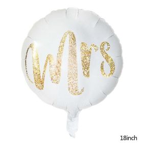 18inch Round White Gold Glitter Print Mr & Mrs LOVE foil Balloons bride to be marriage Wedding Decor Valentine Day Supplies (Ballon Size: 10inch, Color: M03)