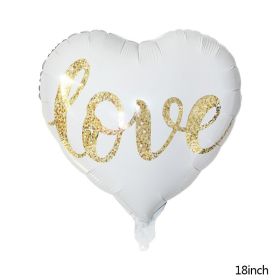18inch Round White Gold Glitter Print Mr & Mrs LOVE foil Balloons bride to be marriage Wedding Decor Valentine Day Supplies (Ballon Size: 10inch, Color: M01)
