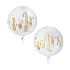 18inch Round White Gold Glitter Print Mr & Mrs LOVE foil Balloons bride to be marriage Wedding Decor Valentine Day Supplies (Ballon Size: 10inch, Color: M02M03)
