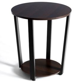 Living Room Bedroom Decor Mobile Sofa End Side Table (Type: Side Table, Color: Walnut)