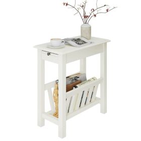 Living Room Bedroom Decor Mobile Sofa End Side Table (Type: Side Table, Color: White)