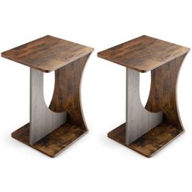 Living Room Bedroom Decor Mobile Sofa End Side Table 2 PCS (Type: Side Table, Color: Dark Gray)
