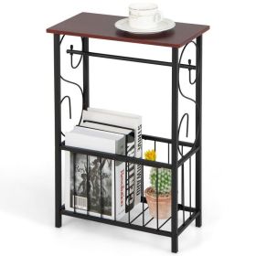 Living Room Bedroom Decor Mobile Sofa End Side Table (Type: Side Table, Color: Brown & Black)