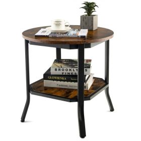Living Room Bedroom Decor Mobile Sofa End Side Table (Type: Side Table, Color: Rustic Brown)