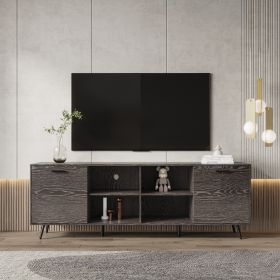 TV Stand Mid-Century Wood Modern Entertainment Center Adjustable Storage Cabinet TV Console for Living Room (Color: As pic)