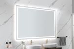 84in. W x 48in. H Oversized Rectangular Black Framed LED Mirror Anti-Fog Dimmable Wall Mount Bathroom Vanity Mirror HD Wall Mirror Kit For Gym And Dan
