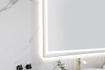 84in. W x 48in. H Oversized Rectangular Black Framed LED Mirror Anti-Fog Dimmable Wall Mount Bathroom Vanity Mirror HD Wall Mirror Kit For Gym And Dan