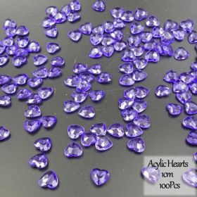 Acrylic Heart Confetti Scatter Crystal Beads Wedding Party Decor Squins Engaement Anniversary Valentine Party Supplies (Color: 10mm PURPLE)
