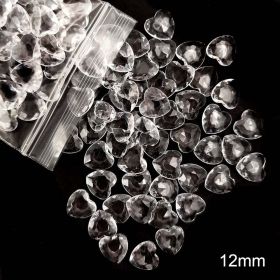 Acrylic Heart Confetti Scatter Crystal Beads Wedding Party Decor Squins Engaement Anniversary Valentine Party Supplies (Color: 12mm CLEAR)