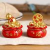 1pc; Pot Of Golden Car Ornament (2.28"âˆšÃ³1.97"âˆšÃ³1.97"); Home Decoration; Holiday Birthday Gifts