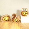 1pc, Creative Wooden Crafts Owl Squirrel Ornaments, Wooden Animal Maple Leaf Acorn Home Decoration, Suitable For Office Decoration, Bedroom Decoration