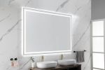 84in. W x 48in. H Oversized Rectangular Black Framed LED Mirror Anti-Fog Dimmable Wall Mount Bathroom Vanity Mirror HD Wall Mirror Kit For Gym And Dan