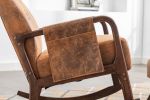 COOLMORE Rocking Chair With Ottoman, Mid-Century Modern Upholstered Fabric Rocking Armchair, Rocking Chair Nursery with Thick Padded Cushion, High Bac
