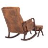 COOLMORE Rocking Chair With Ottoman, Mid-Century Modern Upholstered Fabric Rocking Armchair, Rocking Chair Nursery with Thick Padded Cushion, High Bac