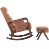 COOLMORE Rocking Chair With Ottoman, Mid-Century Modern Upholstered Fabric Rocking Armchair, Rocking Chair Nursery with Thick Padded Cushion, High Bac