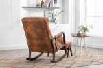 COOLMORE Rocking Chair With Ottoman, Mid-Century Modern Upholstered Fabric Rocking Armchair, Rocking Chair Nursery with Thick Padded Cushion, High Bac